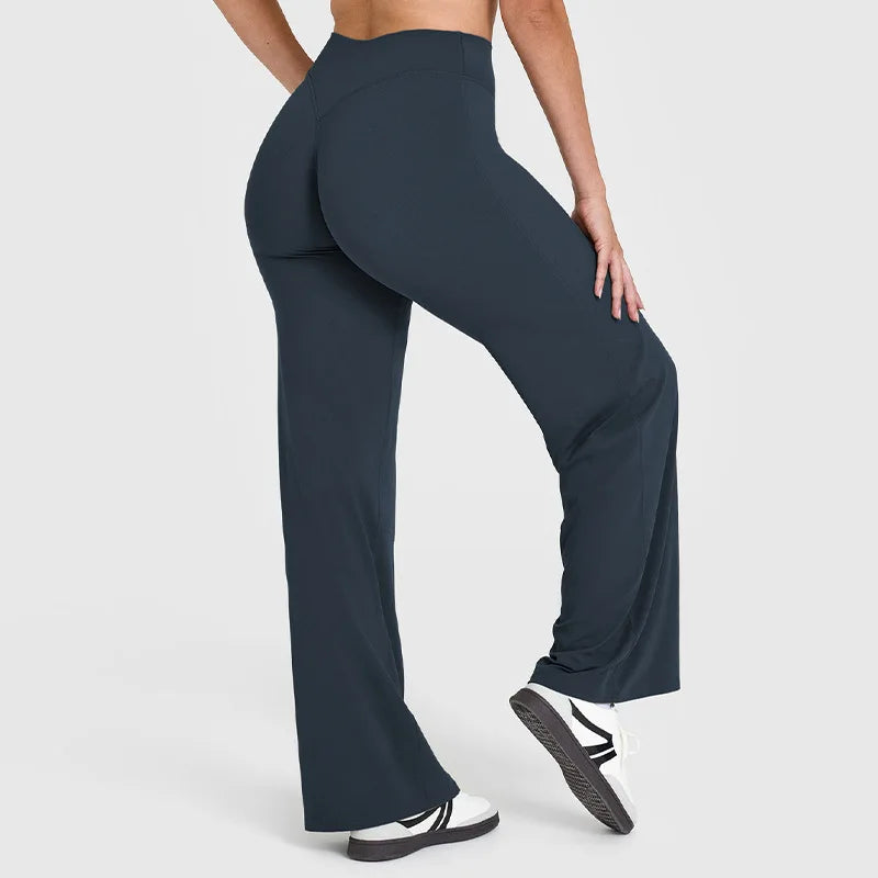 Wide-Leg Yoga Pants – Straight-Leg Fitness Trousers, Breathable, High-Waist, Hip-Lifting Workout Pants