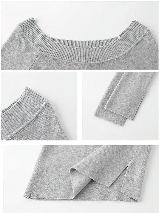 Off-Shoulder Long Sleeve Tee – Slim Fit Casual Top