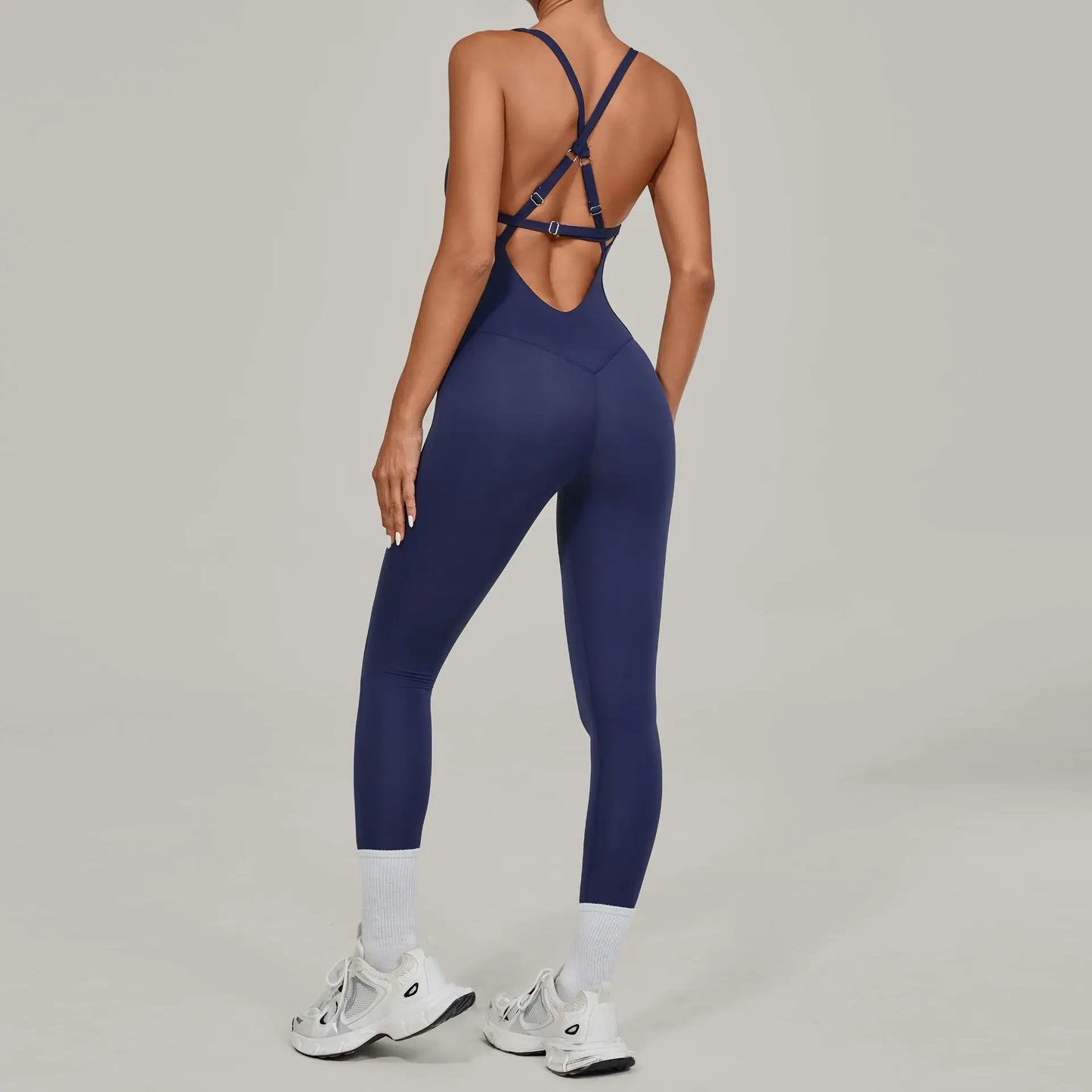 Women Adjustable Shoulder Straps Yoga Jumpsuit Dance-Inspired Backless Bodysuit Woman Tight-Fitting Workout Fitness One-Piece