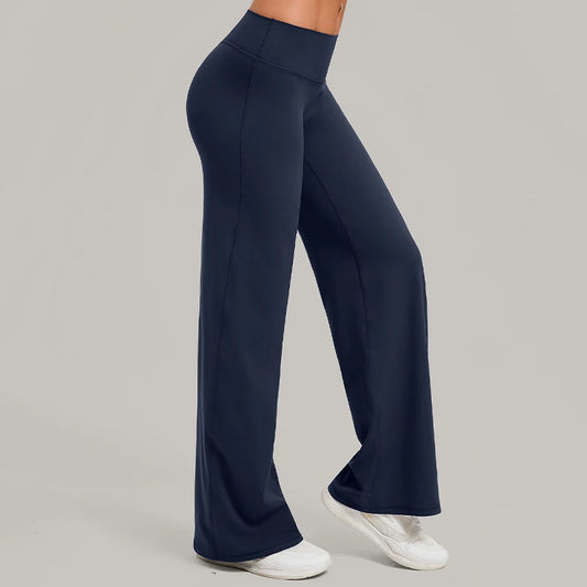 Women’s Straight-Leg Sports Pants – Wide Leg Yoga Leggings, Pilates, Gym, Fitness Tights, Naked Feeling Compression Pants