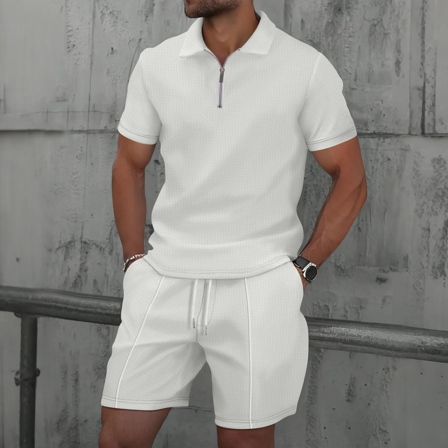 Lapel Short-Sleeved T-Shirt Shorts Casual Suit