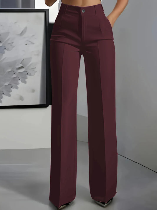 2025 model women's high-waisted, draping, straight-cut, minimalist suit pants
