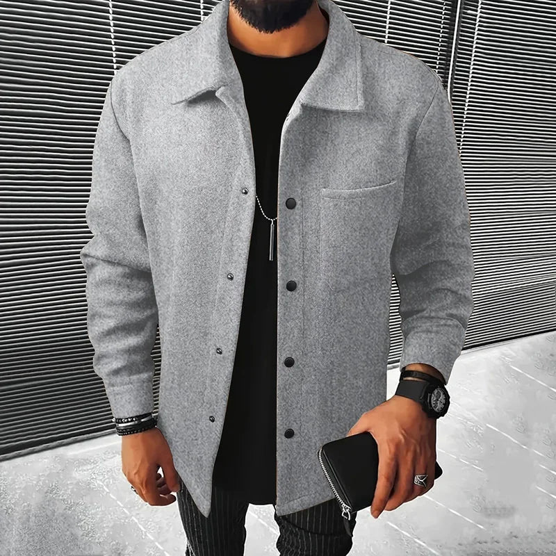 Lapel Button-Down Warm Brushed Jacket