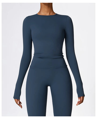 Women’s Slim Fit Long Sleeve Yoga Top – Running, Exercise, Fitness, Quick-Dry Sports Shirt