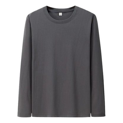 Men’s Cotton Long Sleeve T-Shirt – Solid Color Casual Tops for Spring & Autumn Undershirts