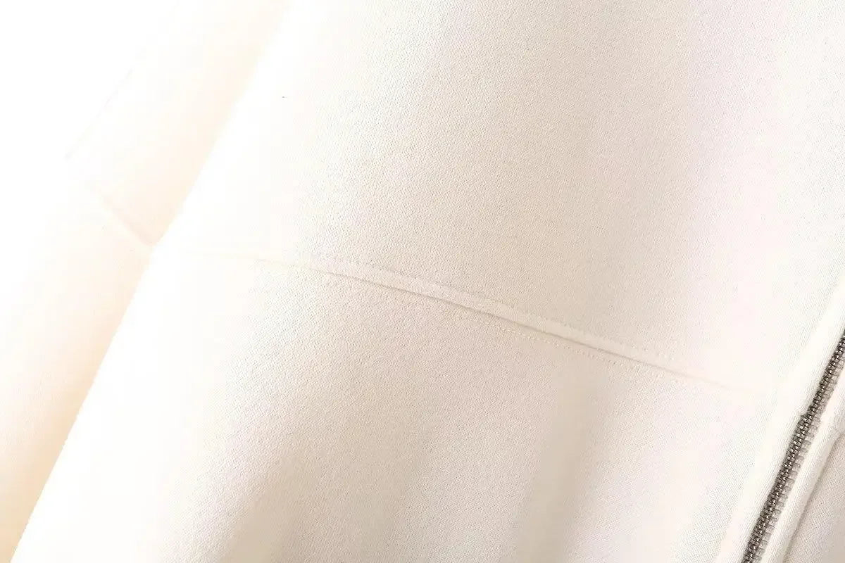 Zipper Pilot Jacket Sweatshirt Style Loose High Waist Fleece Pants Cotton Streetwear Series Women's Fashion Set