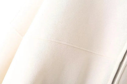 Zipper Pilot Jacket Sweatshirt Style Loose High Waist Fleece Pants Cotton Streetwear Series Women's Fashion Set