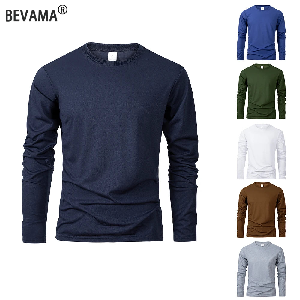 Long Sleeve Moisture Wicking T-Shirt – Casual Round Neck Sports Tee, Comfortable Versatile Top