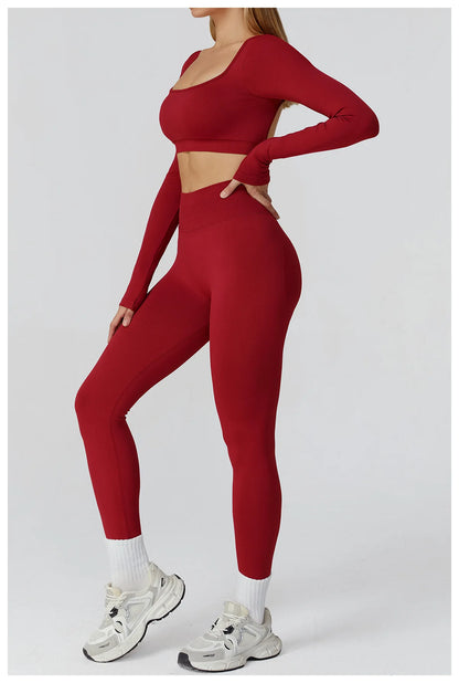 Women’s Seamless Yoga Long Sleeve Top – Running, Gym, Fitness, Workout, Stretch Sports Shirt