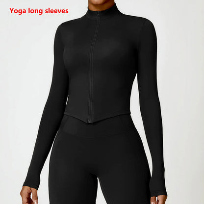 Yoga Zipper Jacket – Long Sleeve Sportswear Top, Push-Up Workout, Running & Cycling Fitness Shirt