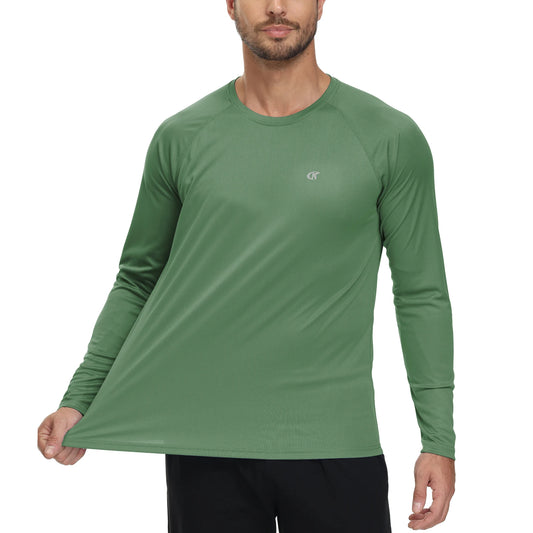 Men Long Sleeve T-Shirt, Rash Guard Breathable Tops, Pullover Shirt for Sport Fishing Hiking Workout Outdoor Beach