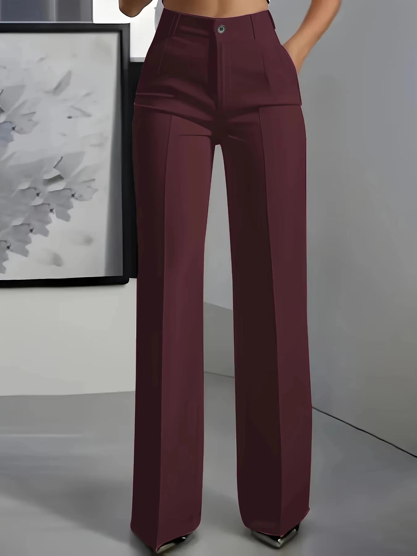 2025 model women's high-waisted, draping, straight-cut, minimalist suit pants