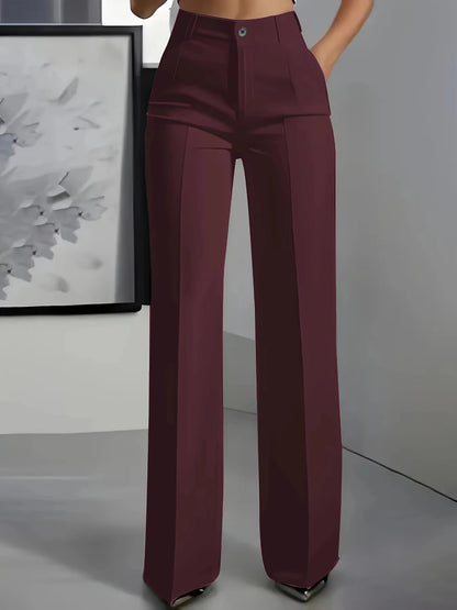 2025 model women's high-waisted, draping, straight-cut, minimalist suit pants