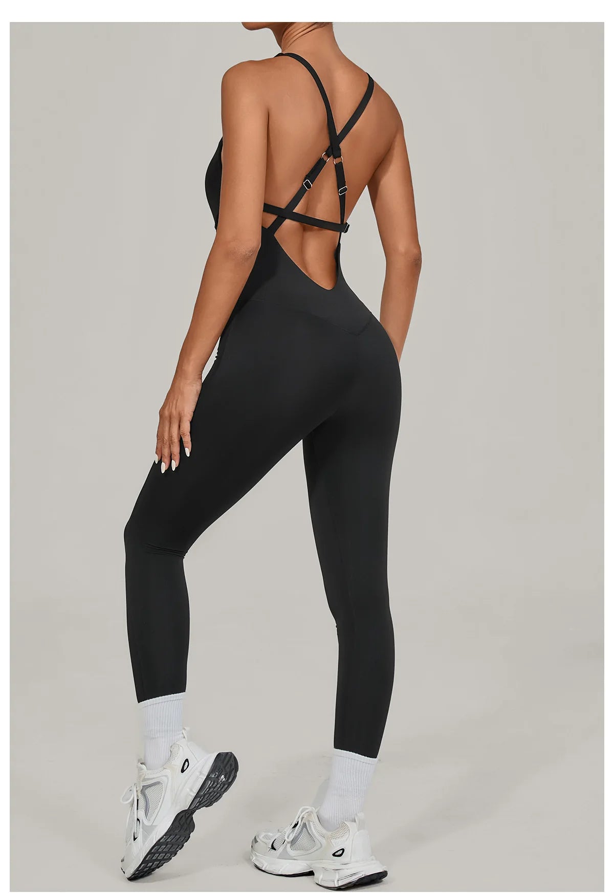 Women Adjustable Shoulder Straps Yoga Jumpsuit Dance-Inspired Backless Bodysuit Woman Tight-Fitting Workout Fitness One-Piece