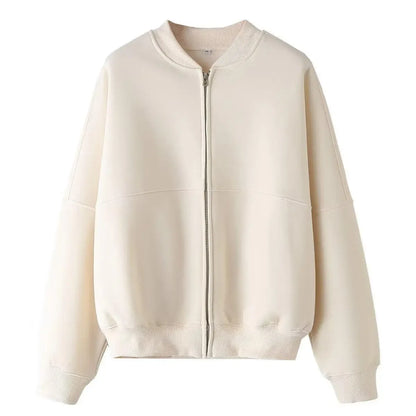 Zipper Pilot Jacket Sweatshirt Style Loose High Waist Fleece Pants Cotton Streetwear Series Women's Fashion Set