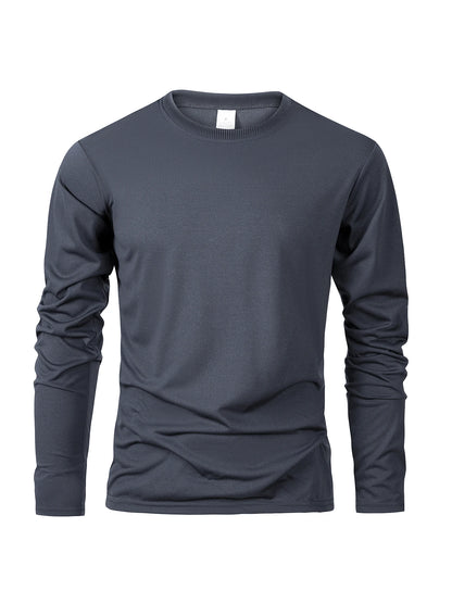 Long Sleeve Moisture Wicking T-Shirt – Casual Round Neck Sports Tee, Comfortable Versatile Top
