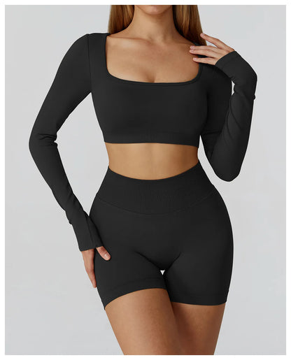 Women’s Seamless Yoga Long Sleeve Top – Running, Gym, Fitness, Workout, Stretch Sports Shirt