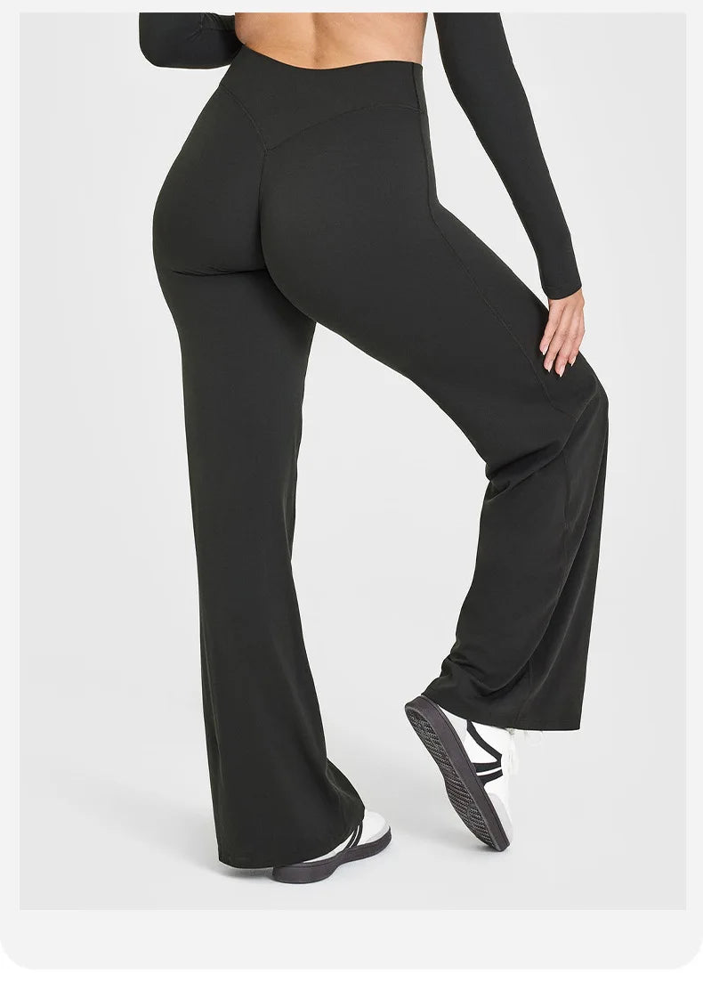 Wide-Leg Yoga Pants – Straight-Leg Fitness Trousers, Breathable, High-Waist, Hip-Lifting Workout Pants