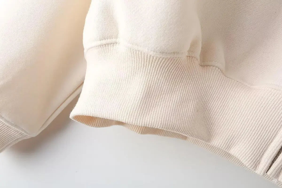 Zipper Pilot Jacket Sweatshirt Style Loose High Waist Fleece Pants Cotton Streetwear Series Women's Fashion Set