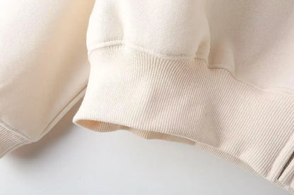 Zipper Pilot Jacket Sweatshirt Style Loose High Waist Fleece Pants Cotton Streetwear Series Women's Fashion Set