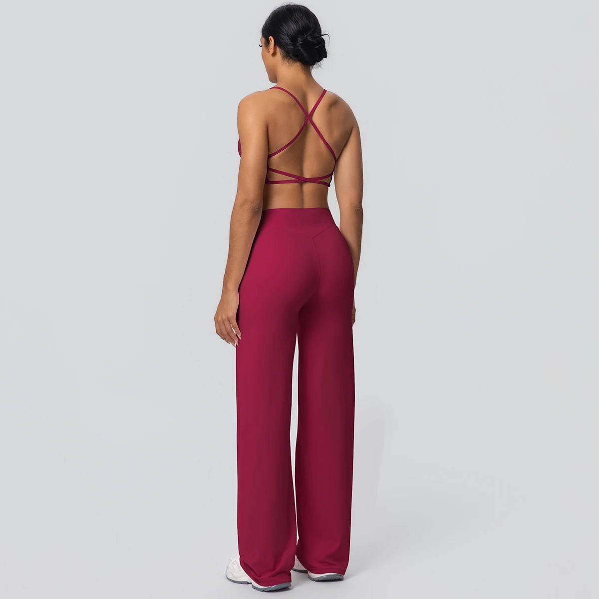 Backless Cross Bra Wide Leg Pants Sports Set