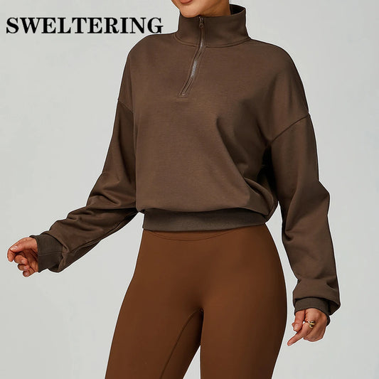 Women’s Zipper Yoga Jacket – Long Sleeve Gym Fitness Top, Running, Workout, Windproof Sportswear