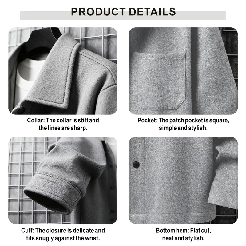 Lapel Button-Down Warm Brushed Jacket