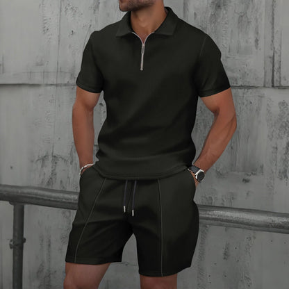 Lapel Short-Sleeved T-Shirt Shorts Casual Suit