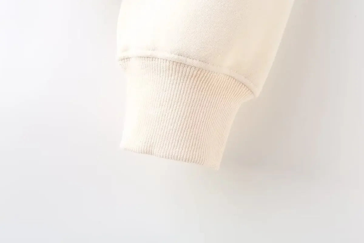 Zipper Pilot Jacket Sweatshirt Style Loose High Waist Fleece Pants Cotton Streetwear Series Women's Fashion Set