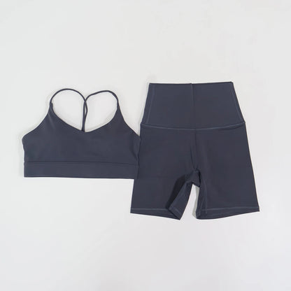 2Pcs Women's Cross-Back Two-Piece Sports Set Comfortable Yoga Fitness Wear Athletic Apparel Bra And Workout Clothing Set Female