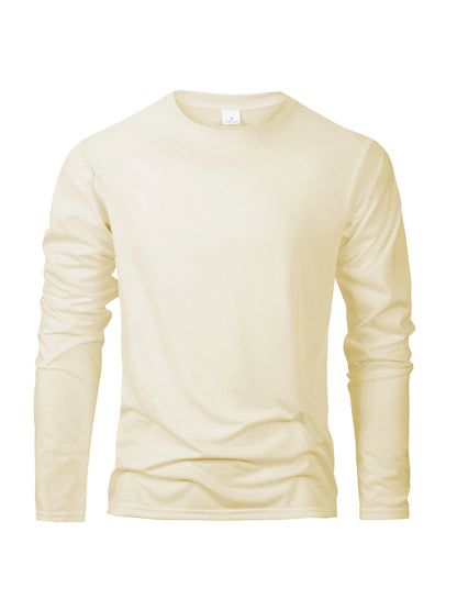 Long Sleeve Moisture Wicking T-Shirt – Casual Round Neck Sports Tee, Comfortable Versatile Top
