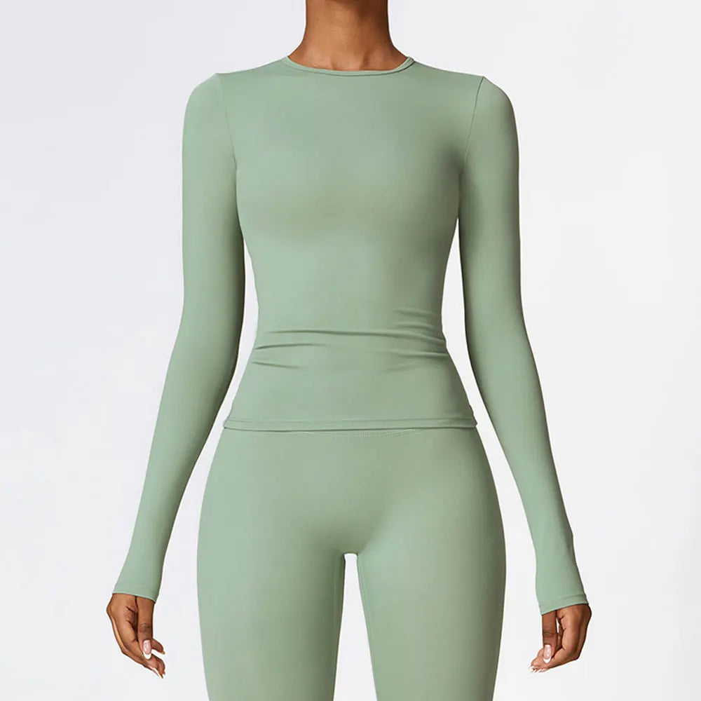 Women’s Slim Fit Long Sleeve Yoga Top – Running, Exercise, Fitness, Quick-Dry Sports Shirt
