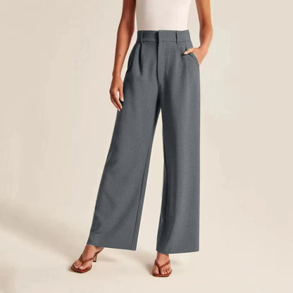 Solid Wide Leg Pants For Women High Waisted Work Business Dress Pants Casual Long Suit Straight Trousers Office Lady Linen Pants
