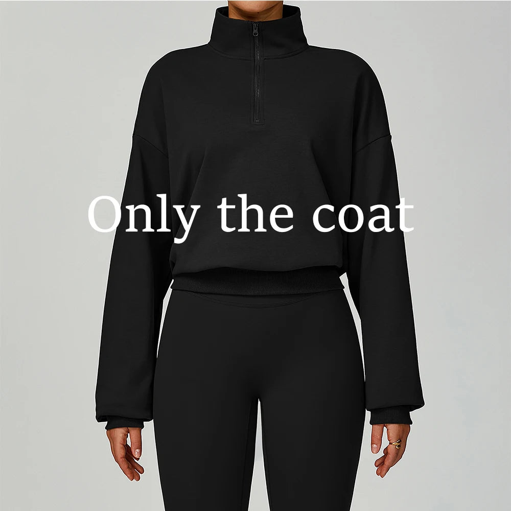 Women’s Zipper Yoga Jacket – Long Sleeve Gym Fitness Top, Running, Workout, Windproof Sportswear