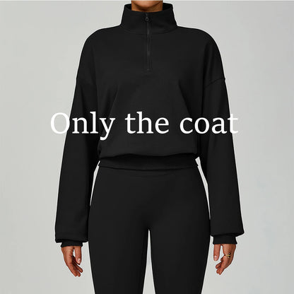 Women’s Zipper Yoga Jacket – Long Sleeve Gym Fitness Top, Running, Workout, Windproof Sportswear