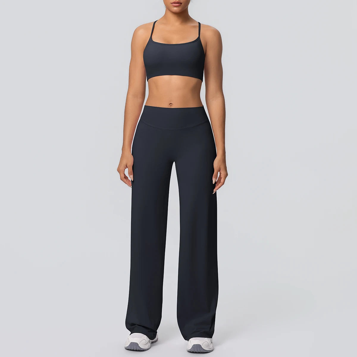 Backless Cross Bra Wide Leg Pants Sports Set