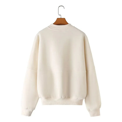 Zipper Pilot Jacket Sweatshirt Style Loose High Waist Fleece Pants Cotton Streetwear Series Women's Fashion Set