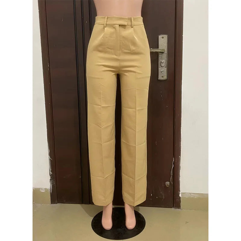 Wide Leg Straight Dress Pants