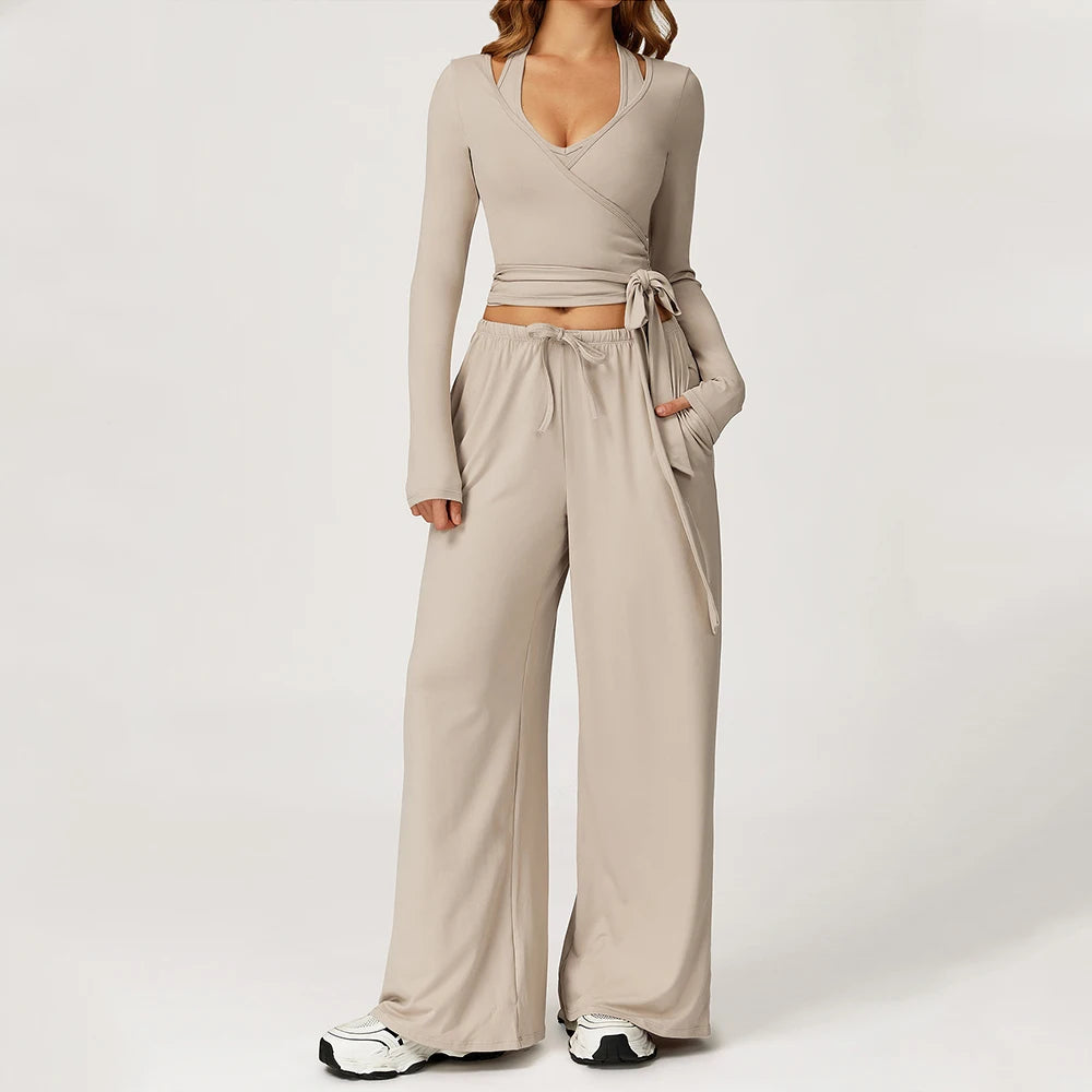 Women Yoga Set 2/3PCS Sportswear Push Up Workout Clothes Athletic Wear Gym Legging Fitness Bra Crop Top Long Sleeve Sports Suits