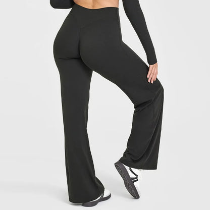 Wide-Leg Yoga Pants – Straight-Leg Fitness Trousers, Breathable, High-Waist, Hip-Lifting Workout Pants