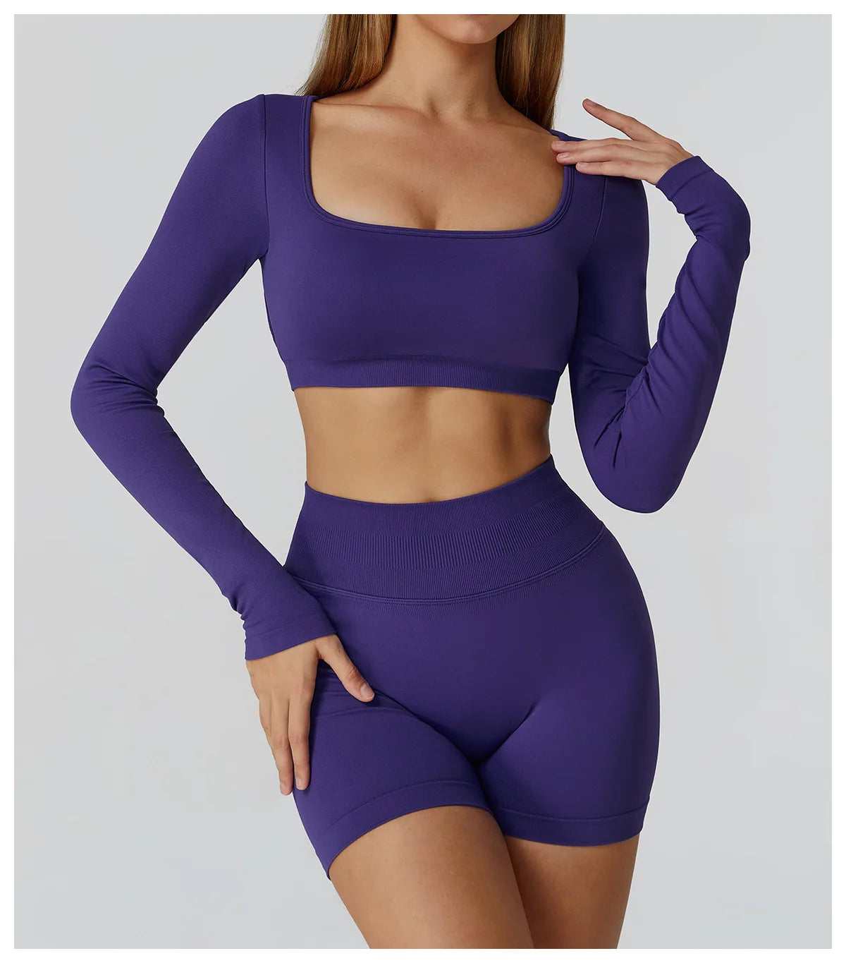 Women’s Seamless Yoga Long Sleeve Top – Running, Gym, Fitness, Workout, Stretch Sports Shirt