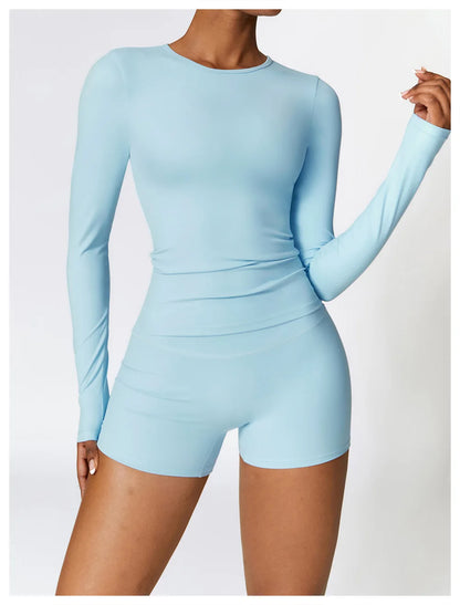 Women’s Slim Fit Long Sleeve Yoga Top – Running, Exercise, Fitness, Quick-Dry Sports Shirt