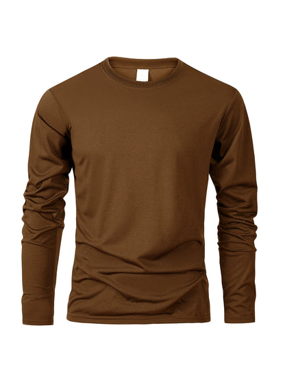 Long Sleeve Moisture Wicking T-Shirt – Casual Round Neck Sports Tee, Comfortable Versatile Top
