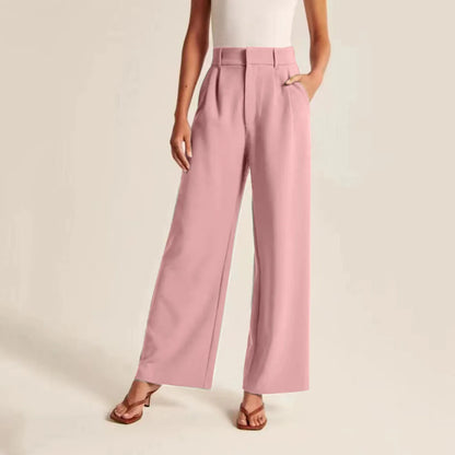 Solid Wide Leg Pants For Women High Waisted Work Business Dress Pants Casual Long Suit Straight Trousers Office Lady Linen Pants