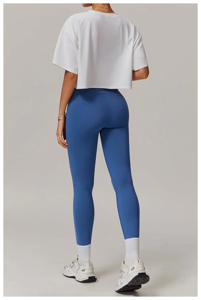 Loose Yoga Top Women Short Sleeve Gym Top Quick Dry Running Sports Shirt Fitness Woman Athletic Cropped Tops Push Up Active Wear