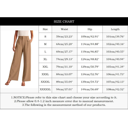 Solid Wide Leg Pants For Women High Waisted Work Business Dress Pants Casual Long Suit Straight Trousers Office Lady Linen Pants