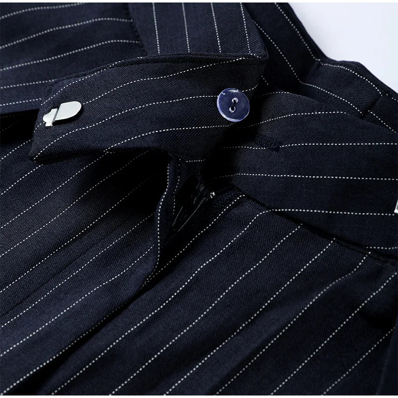 Fashion Chic Irregular Striped Long Pants For Women High Waist Loose Trouser 2025 Autumn Winter Fashion Female Daily Casual Pant