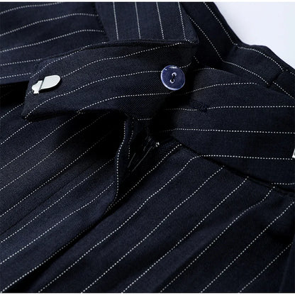 Fashion Chic Irregular Striped Long Pants For Women High Waist Loose Trouser 2025 Autumn Winter Fashion Female Daily Casual Pant