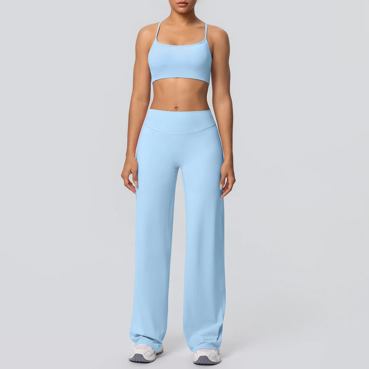 Backless Cross Bra Wide Leg Pants Sports Set