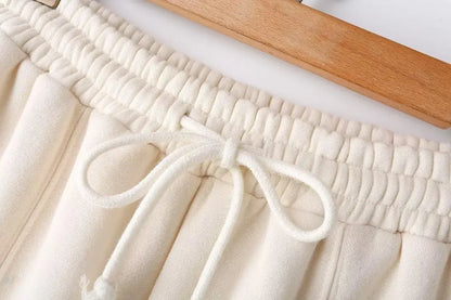 Zipper Pilot Jacket Sweatshirt Style Loose High Waist Fleece Pants Cotton Streetwear Series Women's Fashion Set